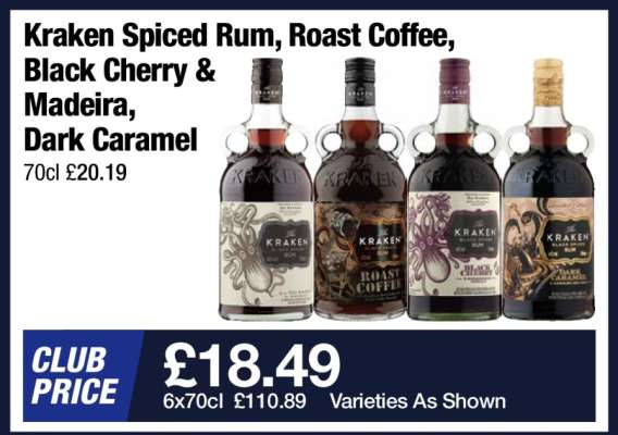 Kraken Spiced Rum, Roast Coffee, Black Cherry & Madeira, Dark Caramel