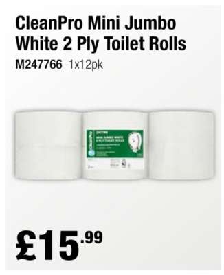 CleanPro Mini Jumbo White 2 Ply Toilet Rolls