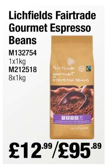 Lichfields Fairtrade Gourmet Espresso Beans