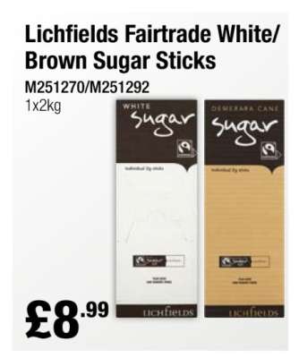 Lichfields Fairtrade White/Brown Sugar Sticks