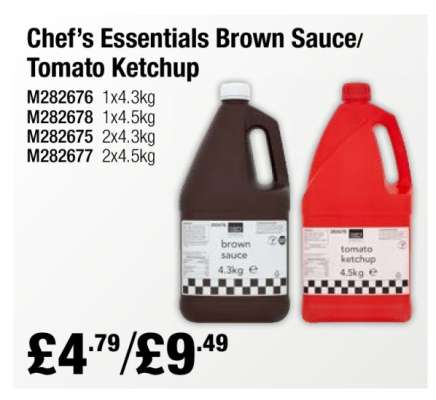 Chef’s Essentials Brown Sauce/ Tomato Ketchup