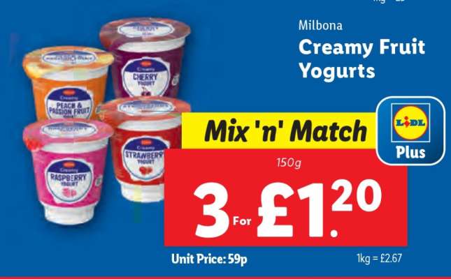 Milbona Creamy Fruit Yogurts