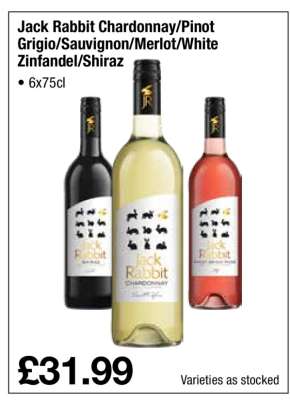 Jack Rabbit Chardonnay/Pinot Grigio/Sauvignon/Merlot/White Zinfandel/Shiraz
