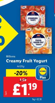 Milbona Creamy Fruit Yogurt