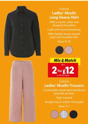 ESMARA Ladies’ Muslin Long Sleeve Shirt
