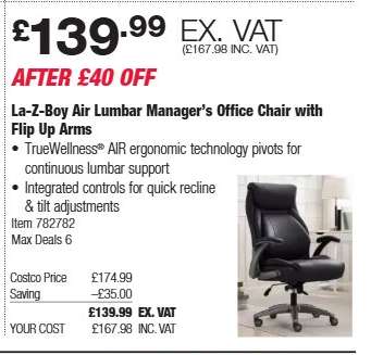 La-Z-Boy Air Lumbar Manager's Office Chair with Flip Up Arms