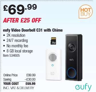 eufy Video Doorbell C31 with Chime