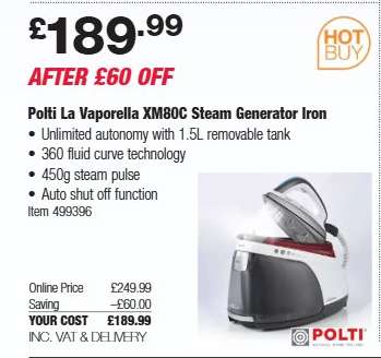 Polti La Vaporella XM80C Steam Generator Iron
