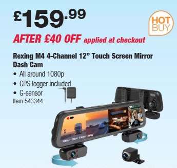Rexing M4 4-Channel 12” Touch Screen Mirror Dash Cam