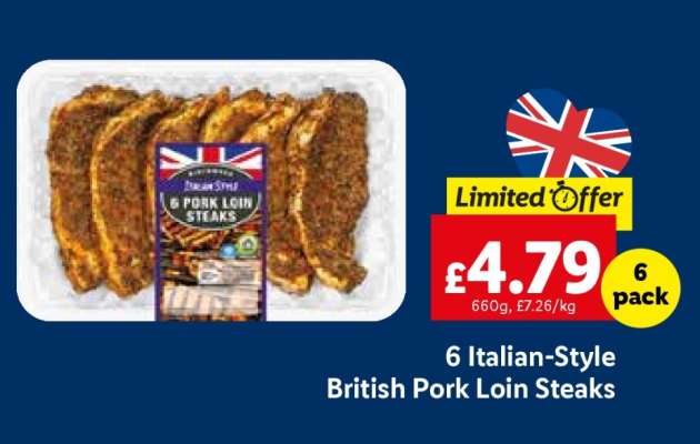 6 Italian-Style British Pork Loin Steaks