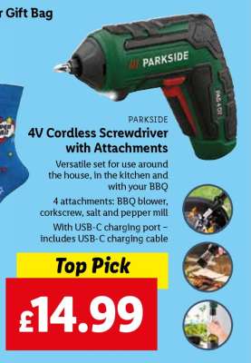 4V Cordless Screwdriver with Attachments