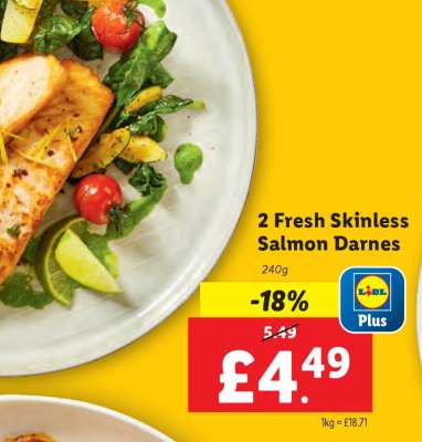 2 Fresh Skinless Salmon Darnes