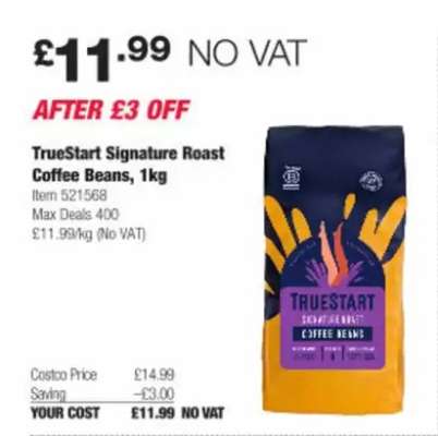 TrueStart Signature Roast Coffee Beans, 1kg