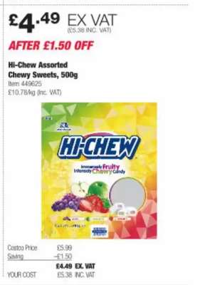 Hi-Chew Assorted Chewy Sweets, 500g