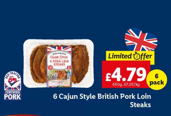 6 Cajun Style British Pork Loin Steaks