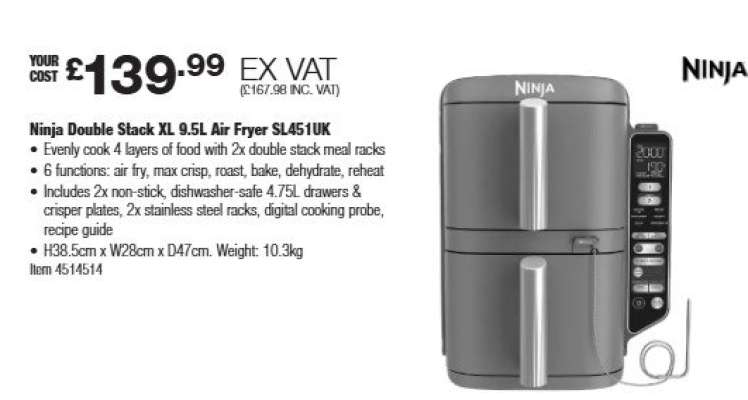 Ninja Double Stack XL 9.5L Air Fryer SL451UK