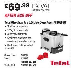 Tefal Oleoclean Pro 3.5 Litre Deep Fryer FR8058G0