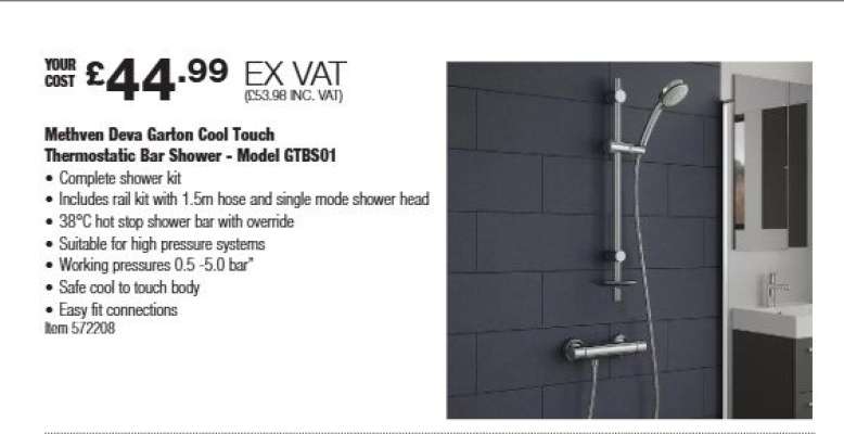Methven Deva Garton Cool Touch Thermostatic Bar Shower - Model GTBS01