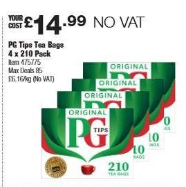 PG Tips Tea Bags 4 x 210 Pack