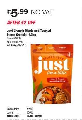 Just Granola Maple and Toasted Pecan Granola, 1.2kg