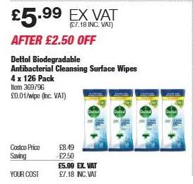Dettol Biodegradable Antibacterial Cleansing Surface Wipes 4 x 126 Pack