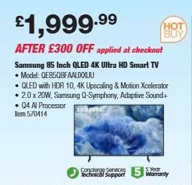 Samsung 85 Inch QLED 4K Ultra HD Smart TV