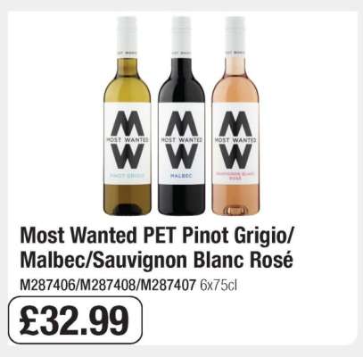 Most Wanted PET Pinot Grigio/Malbec/Sauvignon Blanc Rosé