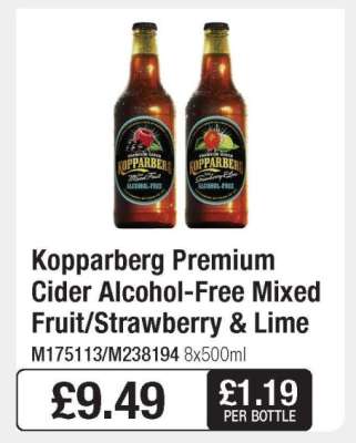 Kopparberg Premium Cider Alcohol-Free Mixed Fruit/Strawberry & Lime