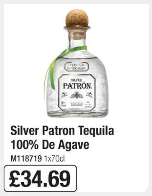 Silver Patron Tequila 100% De Agave