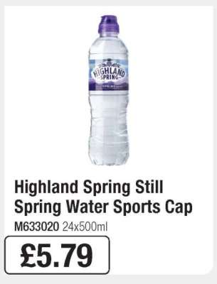 Highland Spring Still Spring Water Sports Cap