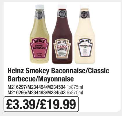 Heinz Smokey Baconnaise/Classic Barbecue/Mayonnaise