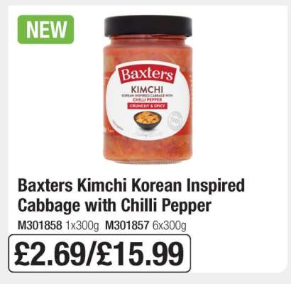 Baxters Kimchi Korean Inspired Cabbage with Chilli Pepper