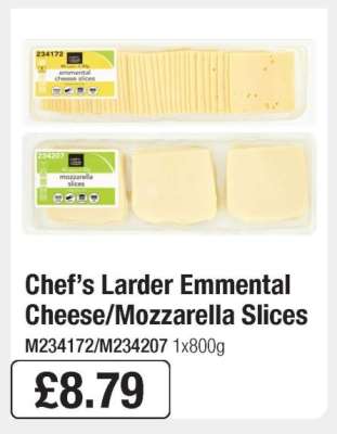 Chef’s Larder Emmental Cheese/Mozzarella Slices