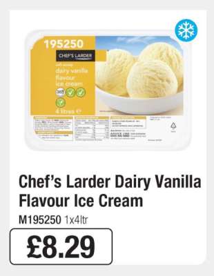 Chef’s Larder Dairy Vanilla Flavour Ice Cream
