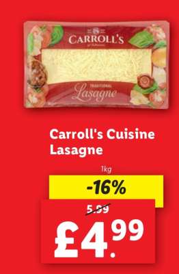 Carroll’s Cuisine Lasagne