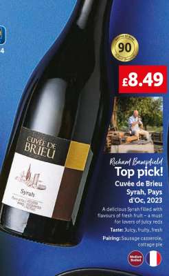 Cuvée de Brieu Syrah, Pays d'Oc, 2023
