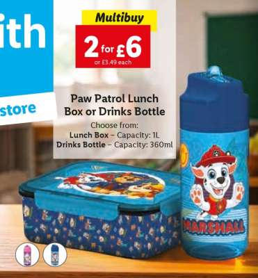 Paw Patrol Lunch Box or Drinks Bottle