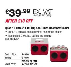 Igloo 13 Litre (14 US QT) KoolTunes Boombox Cooler