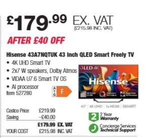 Hisense 43A7NQTUK 43 Inch QLED Smart Freely TV