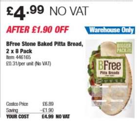 BFree Stone Baked Pitta Bread, 2 x 8 Pack