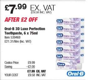 Oral-B 3D Luxe Perfection Toothpaste, 6 x 75ml