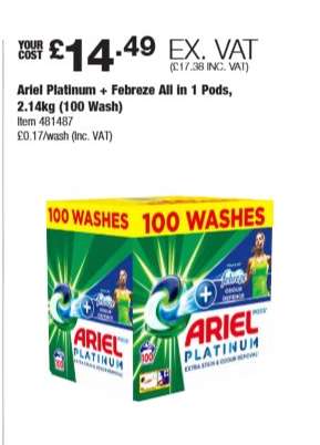 Ariel Platinum + Febreze All in 1 Pods, 2.14kg (100 Wash)