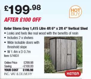 Keter Storm Grey 1,415 Litre 4ft 6” x 2ft 4” Vertical Shed