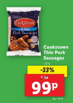 Cookstown Thin Pork Sausages