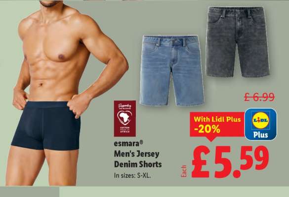 esmara Men's Jersey Denim Shorts