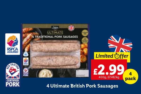 4 Ultimate British Pork Sausages