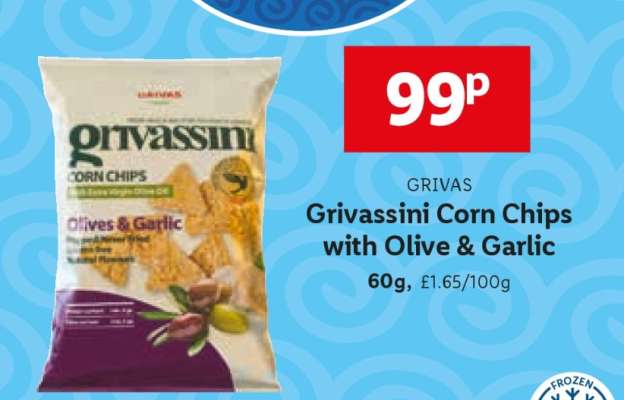 Grivassini Corn Chips with Olive & Garlic