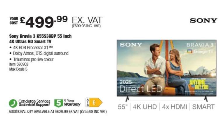 Sony Bravia 3 KD55X88BP 55 Inch 4K Ultra HD Smart TV