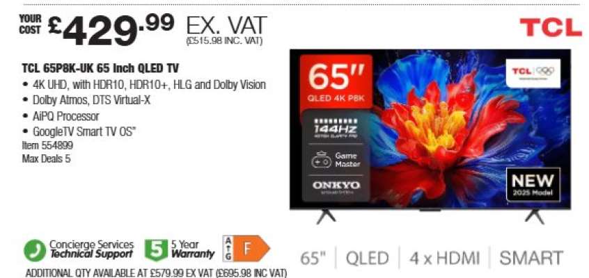 TCL 65P8K-UK 65 Inch QLED TV