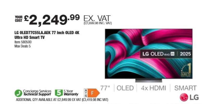 LG OLED77C55LAEK 77 Inch OLED 4K Ultra HD Smart TV